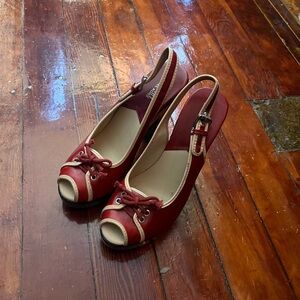 Michael Kors Red Peep-Toe Slingback Heels